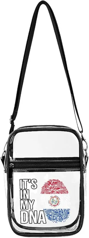It's in My DNA Paraguay Flag Unisex Small Crossbody Bags Transparent Shoulder Bag Adjustable Strap Sling Bag