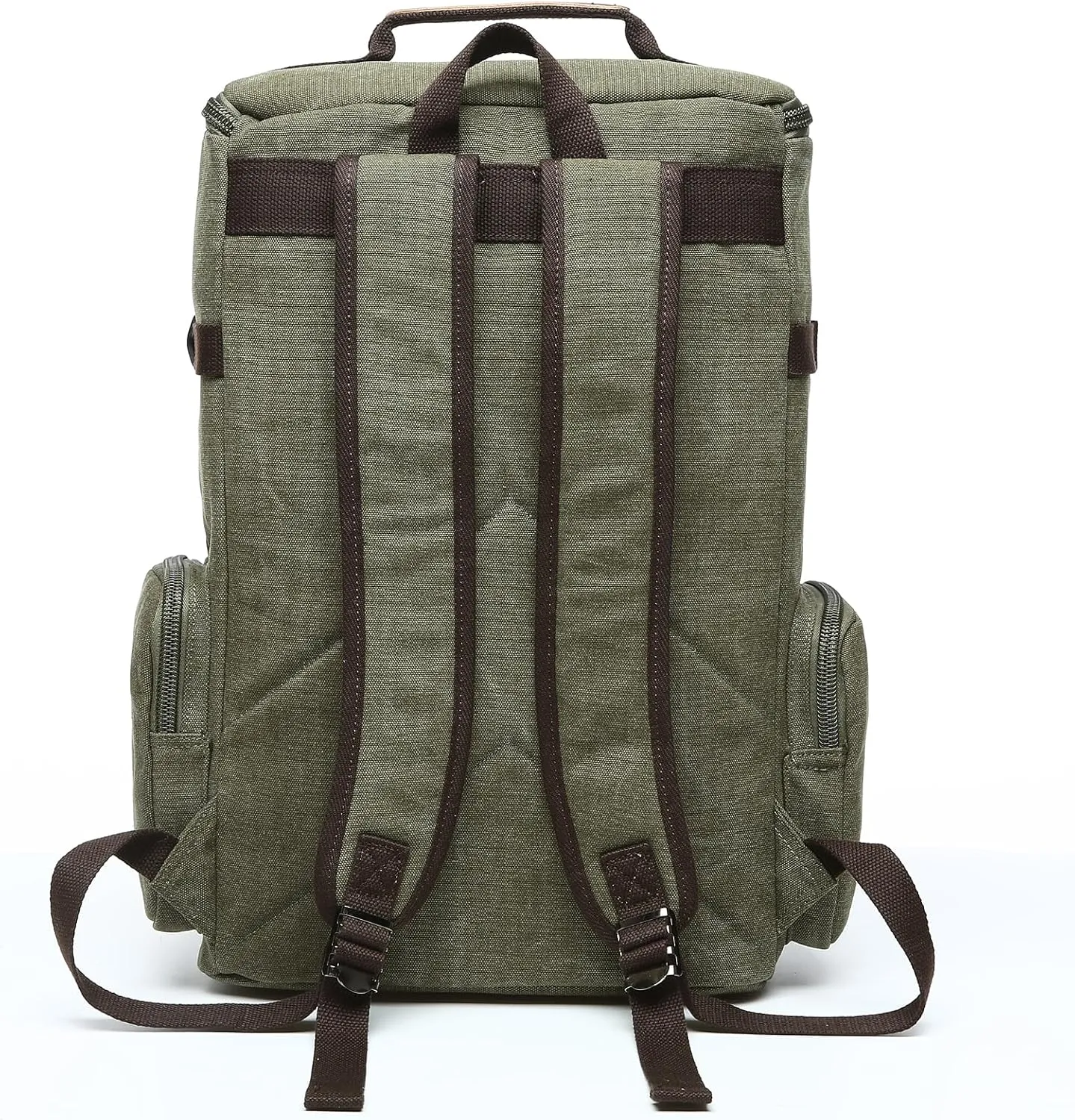 IT'SCARL Backpack leisure, cycling travel bag, canvas large capacity, multiple pockets, waterproof (green)