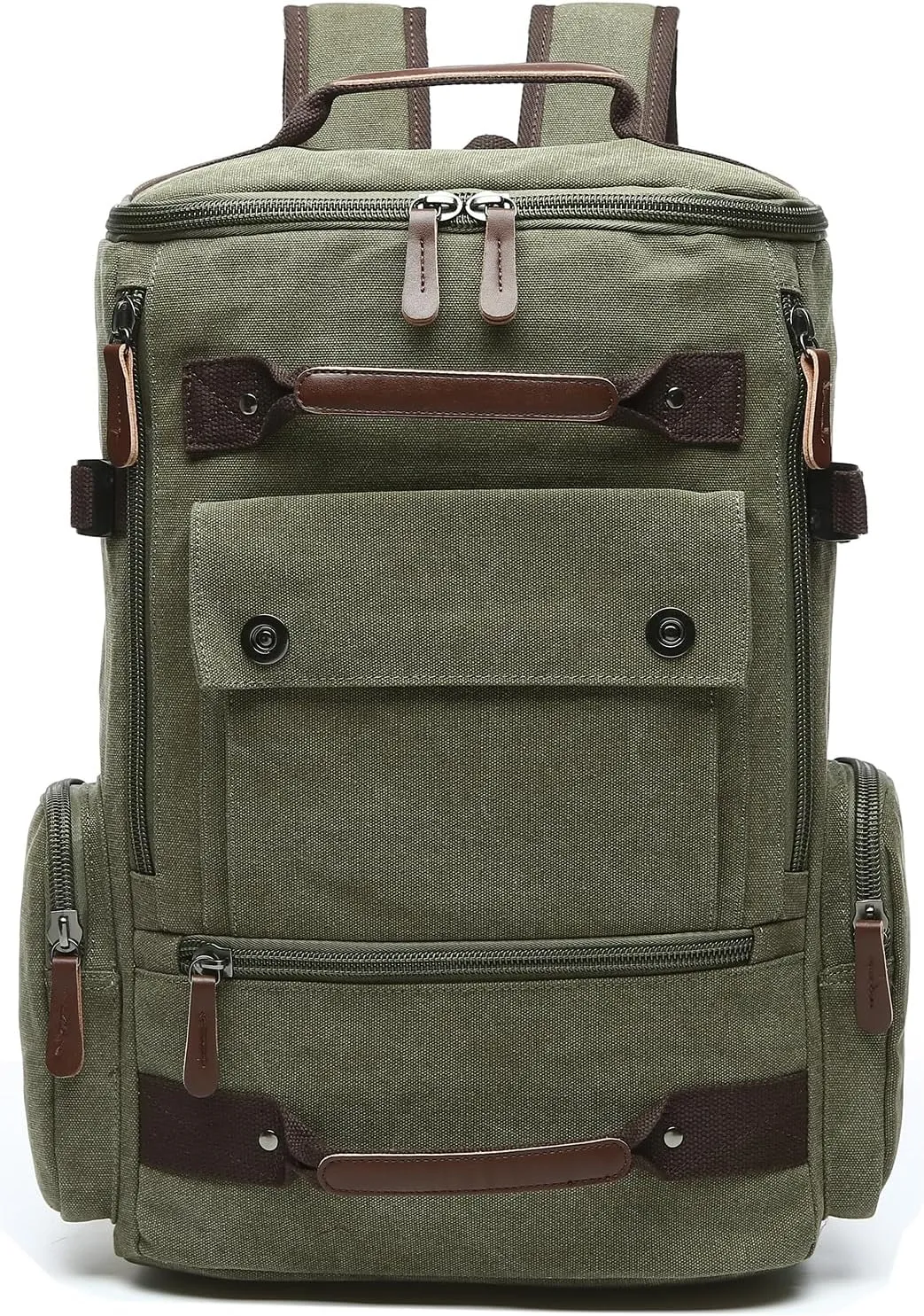 IT'SCARL Backpack leisure, cycling travel bag, canvas large capacity, multiple pockets, waterproof (green)