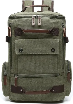 IT'SCARL Backpack leisure, cycling travel bag, canvas large capacity, multiple pockets, waterproof (green)
