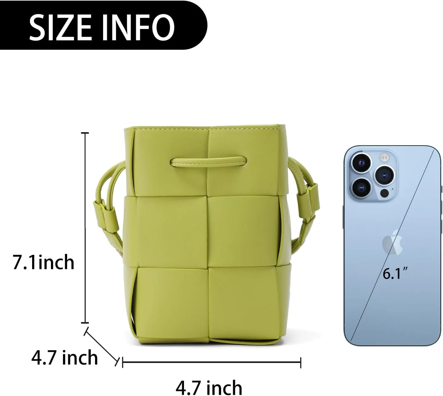JACD Women Drawstring Bucket Tote Crossbody Bag, Autumn Sports Woven Drawstring Hobo Bucket Bag (Green)