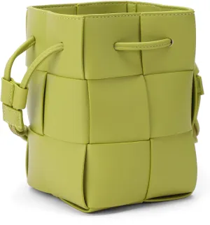JACD Women Drawstring Bucket Tote Crossbody Bag, Autumn Sports Woven Drawstring Hobo Bucket Bag (Green)