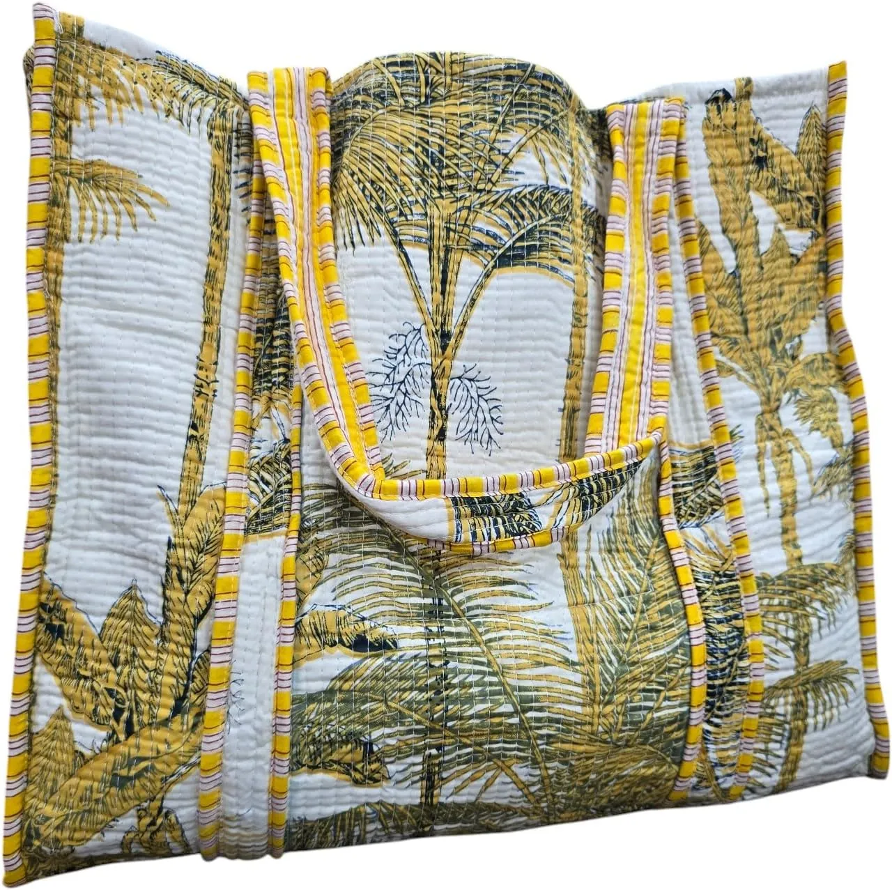 JAIPURIGARMENT Premium Quilted Cotton Tote Bag | Indian Handblock Print and Handmade Design |