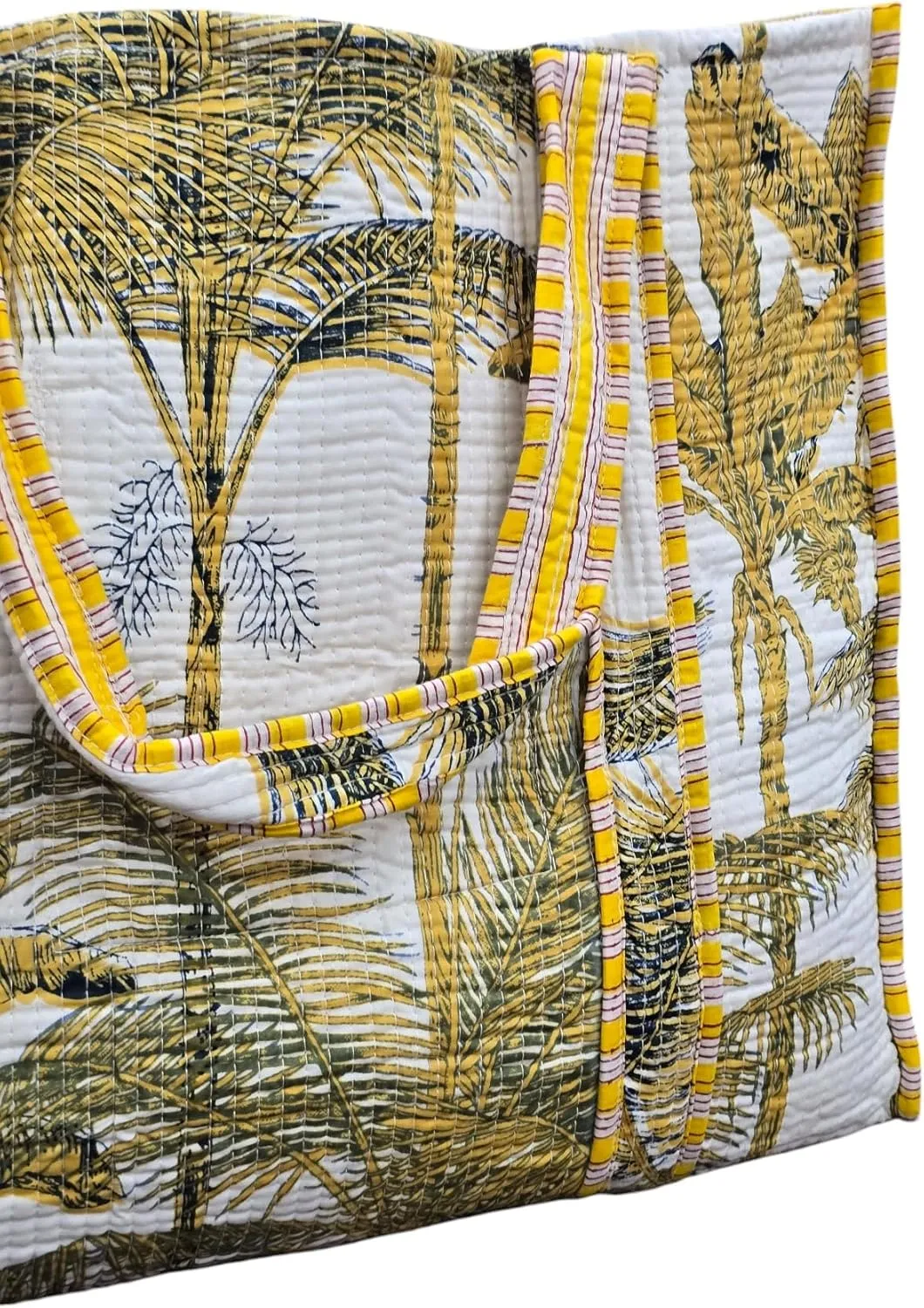 JAIPURIGARMENT Premium Quilted Cotton Tote Bag | Indian Handblock Print and Handmade Design |