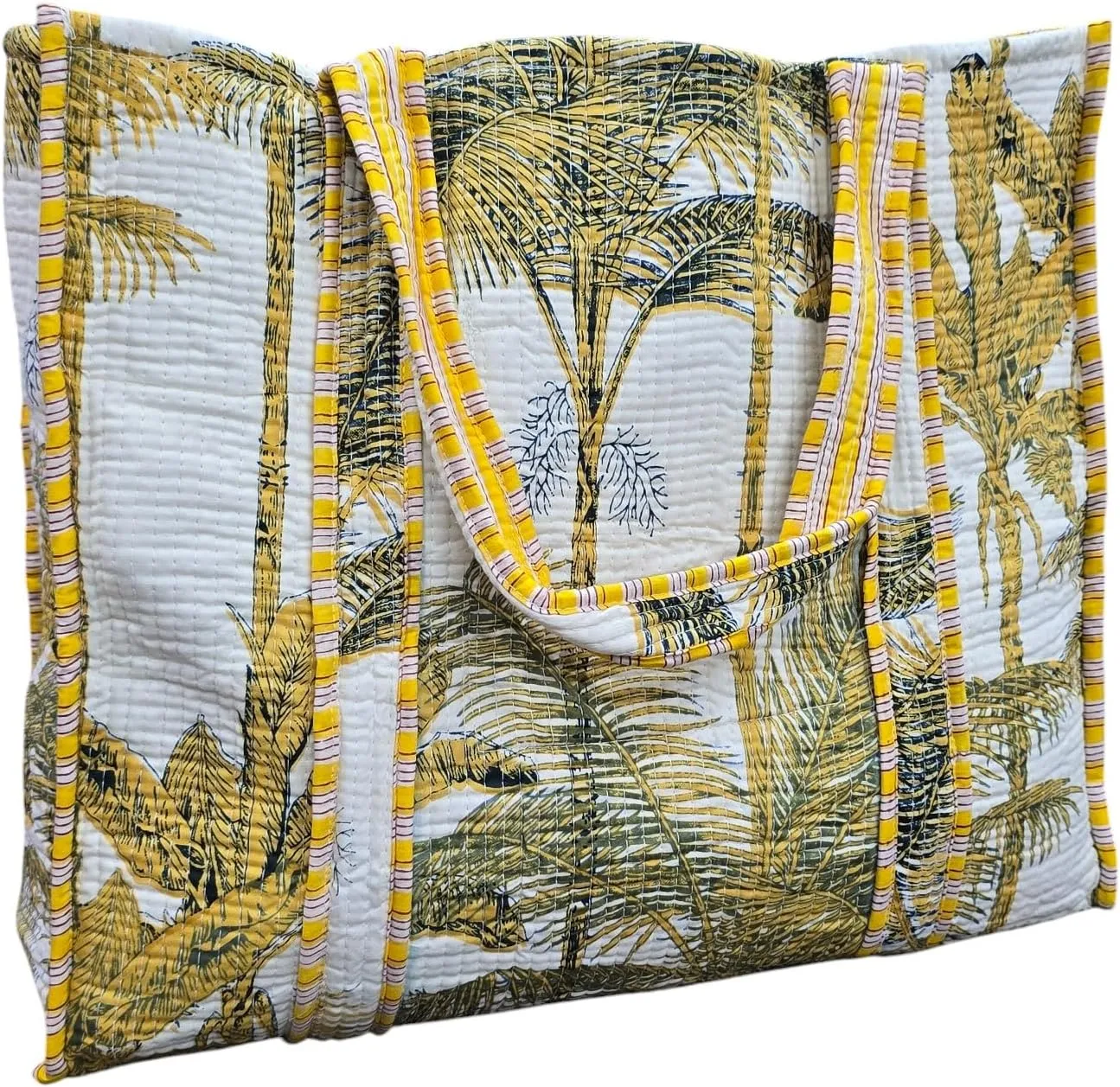 JAIPURIGARMENT Premium Quilted Cotton Tote Bag | Indian Handblock Print and Handmade Design |