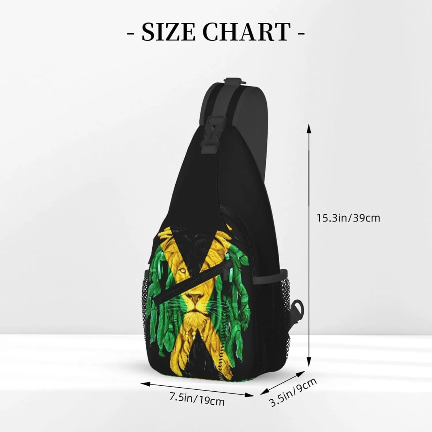 Jamaican Flag Lion Head Sling Bag Adjustable Chest Bags Casual Crossbody Bag Travel Shoulder Backpack