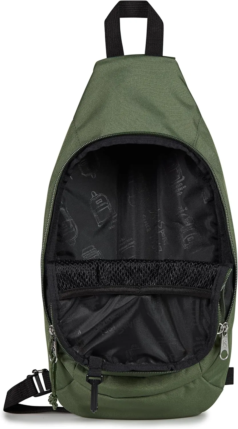 JanSport Move Sling Crossbody Bag – Main Compartment, Zippered Front Pockets, Adjustable Shoulder Strap, Fully Padded Back Panel, Cargo Green