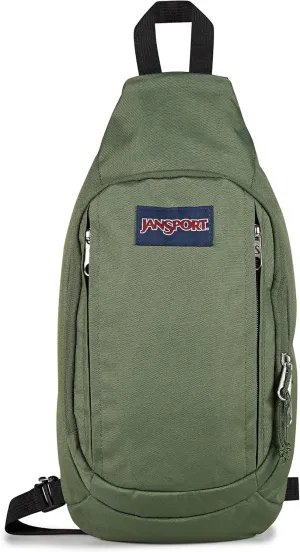 JanSport Move Sling Crossbody Bag – Main Compartment, Zippered Front Pockets, Adjustable Shoulder Strap, Fully Padded Back Panel, Cargo Green