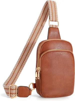 JASGOOD Small Sling Bag, PU Leather Travel Fanny Packs Crossbody Bags for Women Men