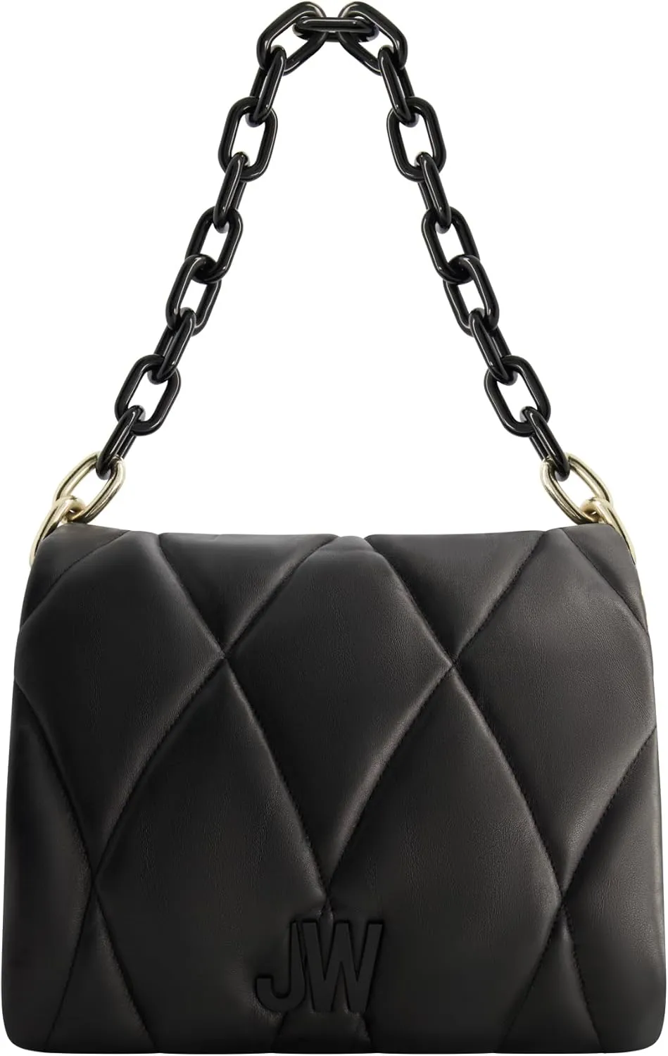 Jason Wu Women's Shoulder Bag, Quilted Handbag with Chain Strap, Black, One Size