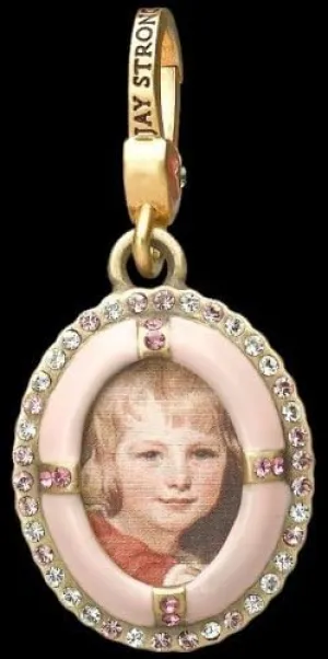 Jay Strongwater Oval Frame Charm"Dakota" Pink