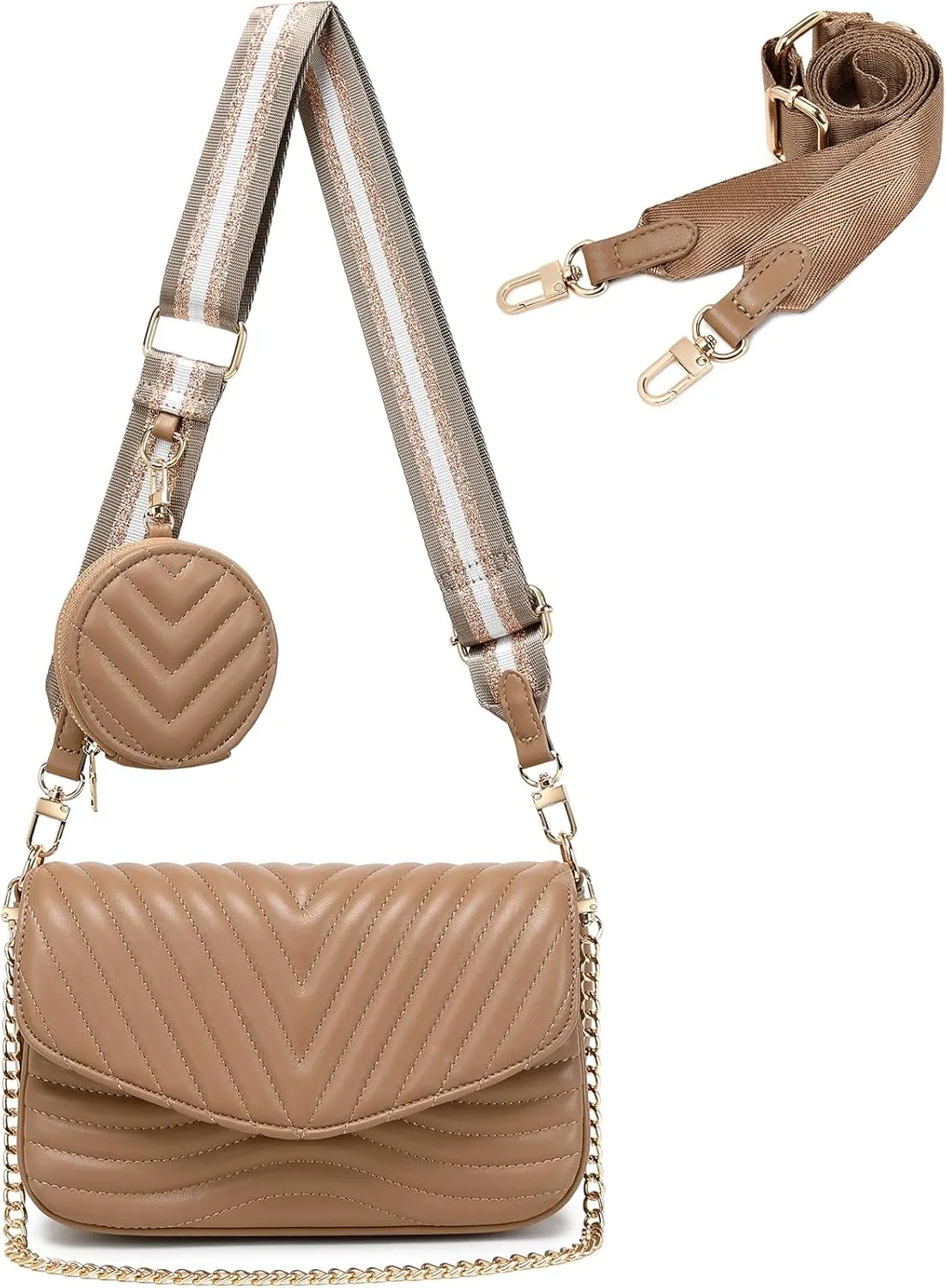 JEEHAN Quilted Crossbody Bags for women Designer Shoulder Handbags Small Purse
