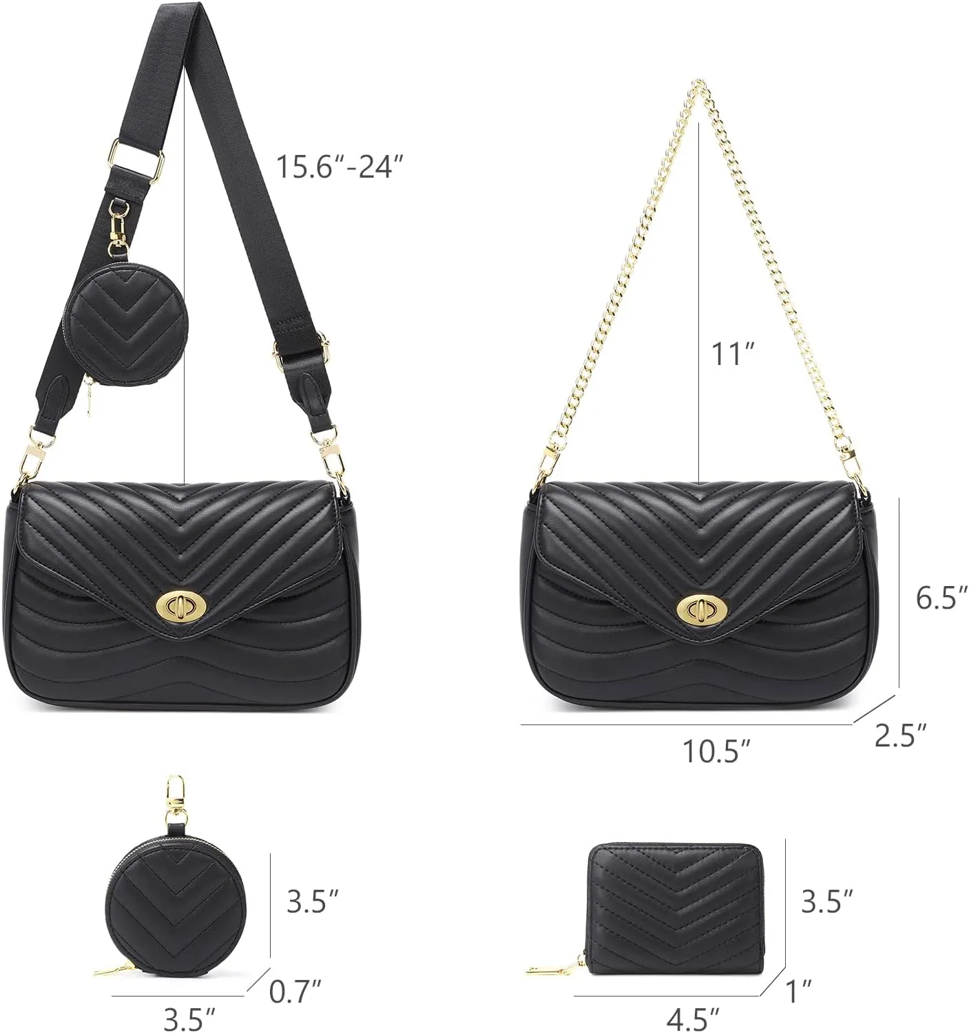 JEEHAN Quilted Crossbody Bags for women Designer Shoulder Handbags Small Purse