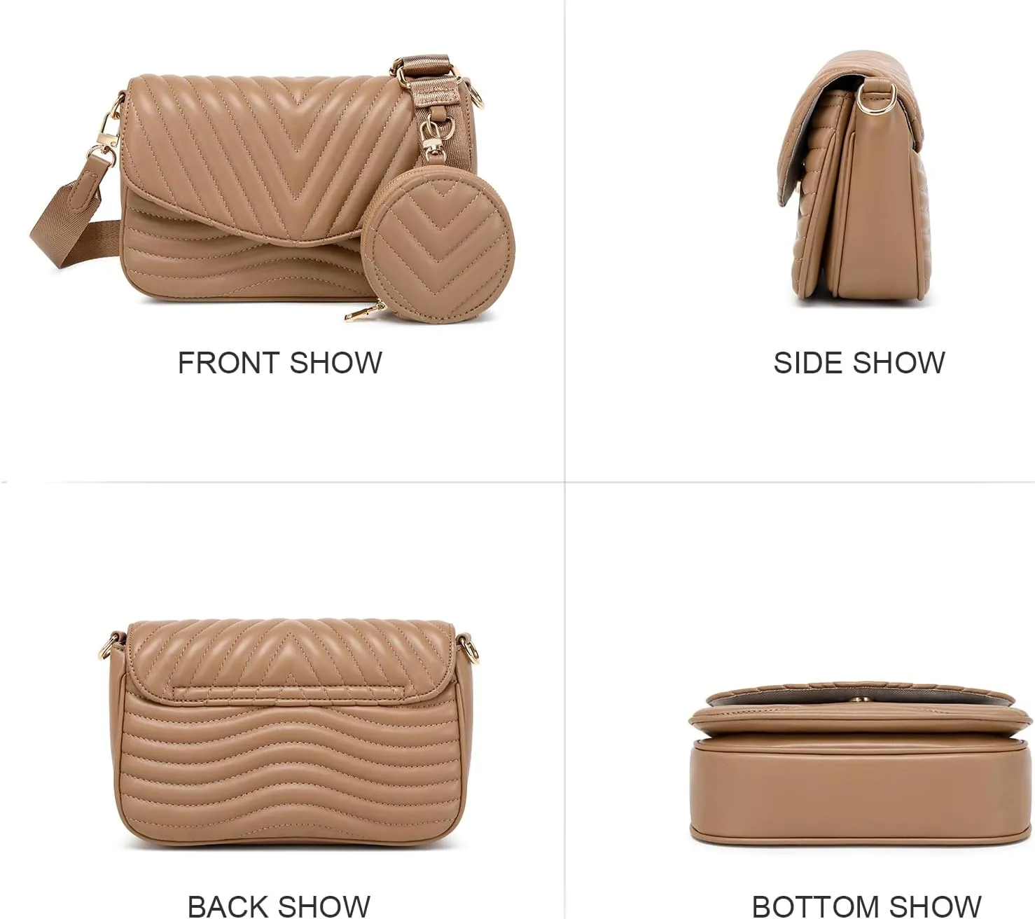 JEEHAN Quilted Crossbody Bags for women Designer Shoulder Handbags Small Purse