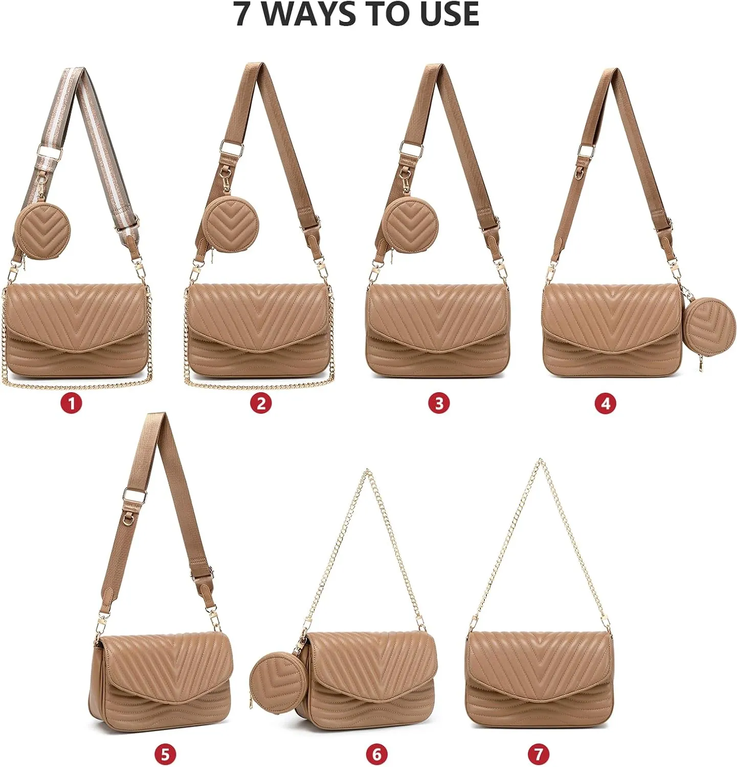 JEEHAN Quilted Crossbody Bags for women Designer Shoulder Handbags Small Purse