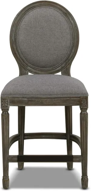 Jennifer Taylor Home Bella 25" Upholstered Round Back Counter Height Bar Stool, Heathered Grey Linen