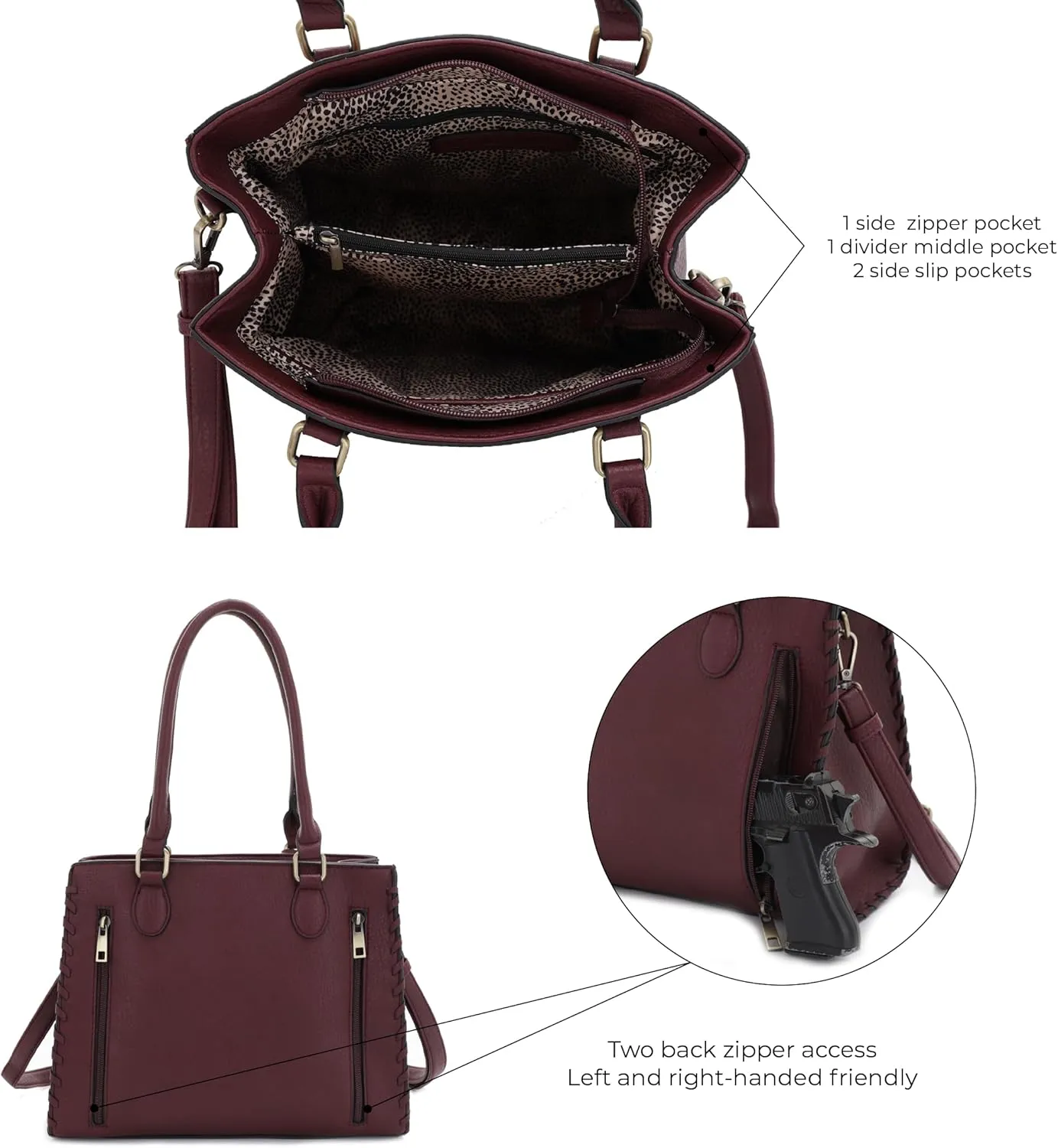 JESSIE & JAMES | Lioness Concealed Carry Satchel Bag with Tassel, Top Handle Purse with Crossbody Shoulder Strap