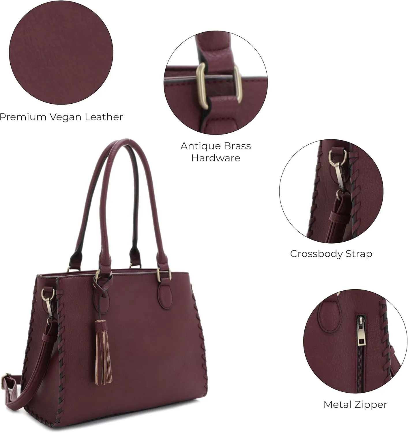 JESSIE & JAMES | Lioness Concealed Carry Satchel Bag with Tassel, Top Handle Purse with Crossbody Shoulder Strap