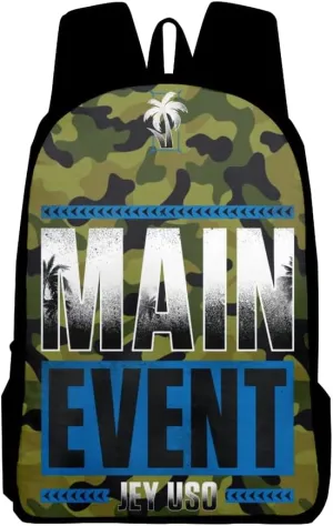Jey Uso Main Event Backpack Casual Daypack Women Men Rucksack Unisex Packsack Travel Bag Fashion Bags (Camouflage,One Size)