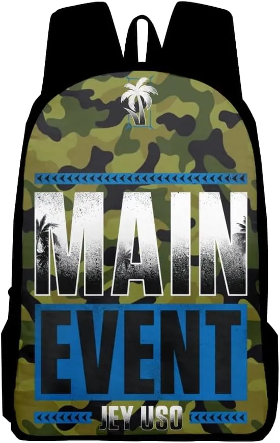 Jey Uso Main Event Backpack Casual Daypack Women Men Rucksack Unisex Packsack Travel Bag Fashion Bags (Camouflage,One Size)