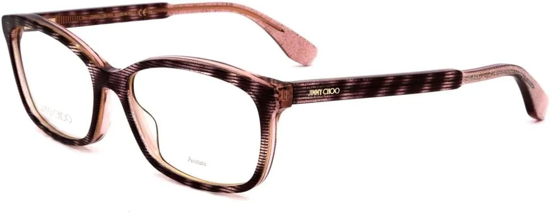 Jimmy Choo Plastic Rectangular Eyeglasses 53 0LX9 Striped Glitterd