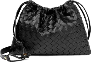 Joryin Woven Tote Bag for Women, Medium Woven Handbag Bag, Hobo Shoulder Bag Trendy Vegan Leather Dumpling Crossbody Purse