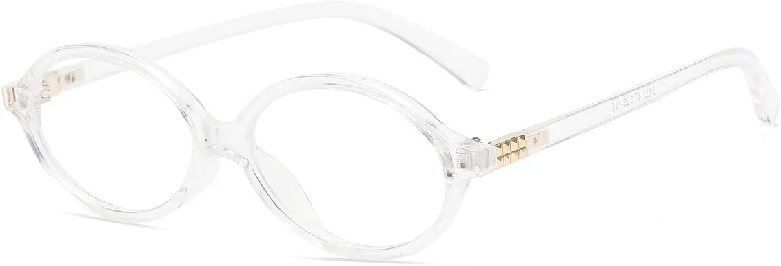 JOVAKIT Retro Oval Blue Light Blocking Glasses for Women Vintage Fashion 90s Small Oval Frame Eyeglasses