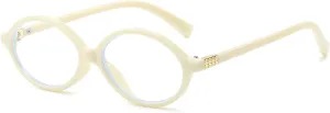 JOVAKIT Retro Oval Blue Light Blocking Glasses for Women Vintage Fashion 90s Small Oval Frame Eyeglasses