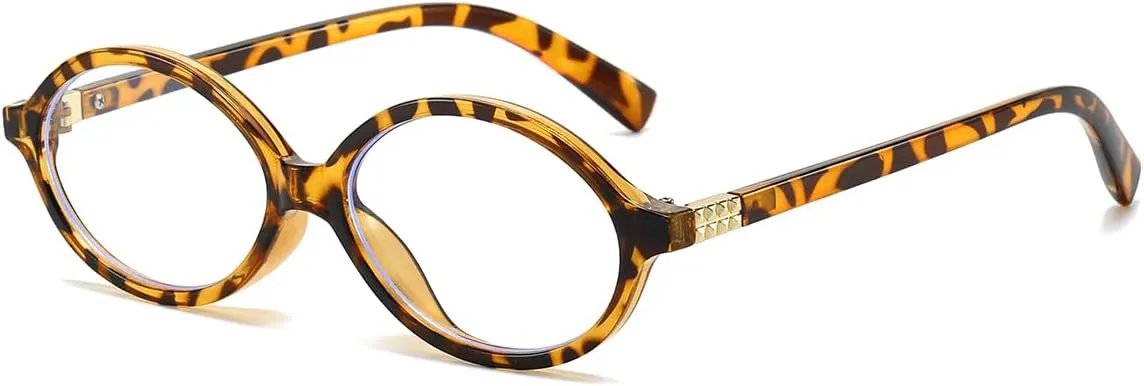 JOVAKIT Retro Oval Blue Light Blocking Glasses for Women Vintage Fashion 90s Small Oval Frame Eyeglasses