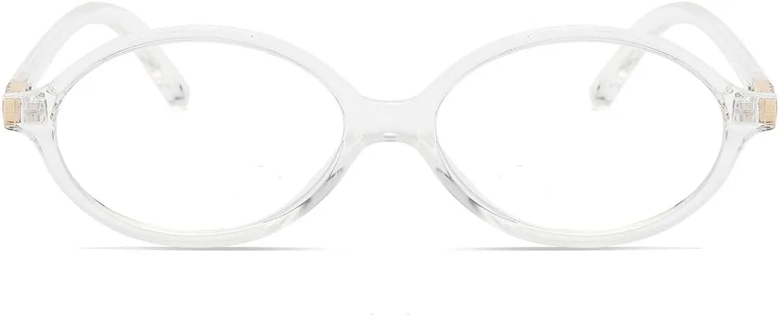 JOVAKIT Retro Oval Blue Light Blocking Glasses for Women Vintage Fashion 90s Small Oval Frame Eyeglasses