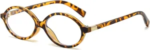 JOVAKIT Retro Oval Blue Light Blocking Glasses for Women Vintage Fashion 90s Small Oval Frame Eyeglasses