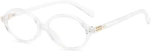 JOVAKIT Retro Oval Blue Light Blocking Glasses for Women Vintage Fashion 90s Small Oval Frame Eyeglasses