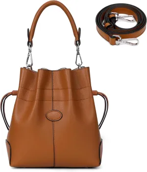 JQWSVE Bucket Bag for Women Trendy Crossbody Shoulder Purses and Handbags Leather Tote Bag Hobo Purse Drawstring Bucket Bag (Brown)