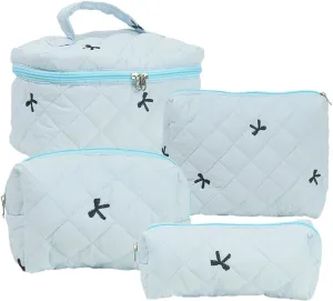 JQWSVE Coquette Bow Makeup Bag Jolly House Floral Makeup Bag Set Y2k Quilted Aesthetic Cosmetic Bag Cute Travel Toiletry Bag