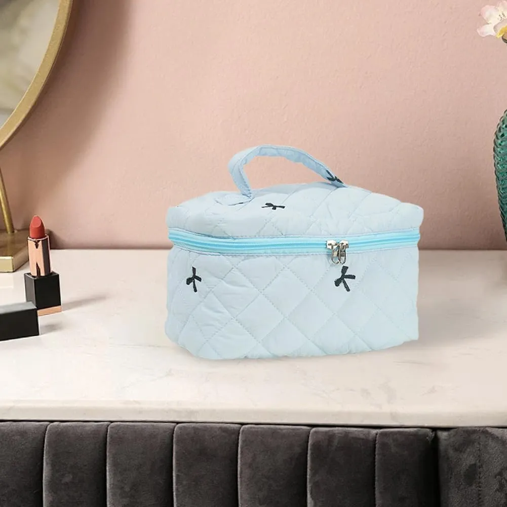 JQWSVE Coquette Bow Makeup Bag Jolly House Floral Makeup Bag Set Y2k Quilted Aesthetic Cosmetic Bag Cute Travel Toiletry Bag