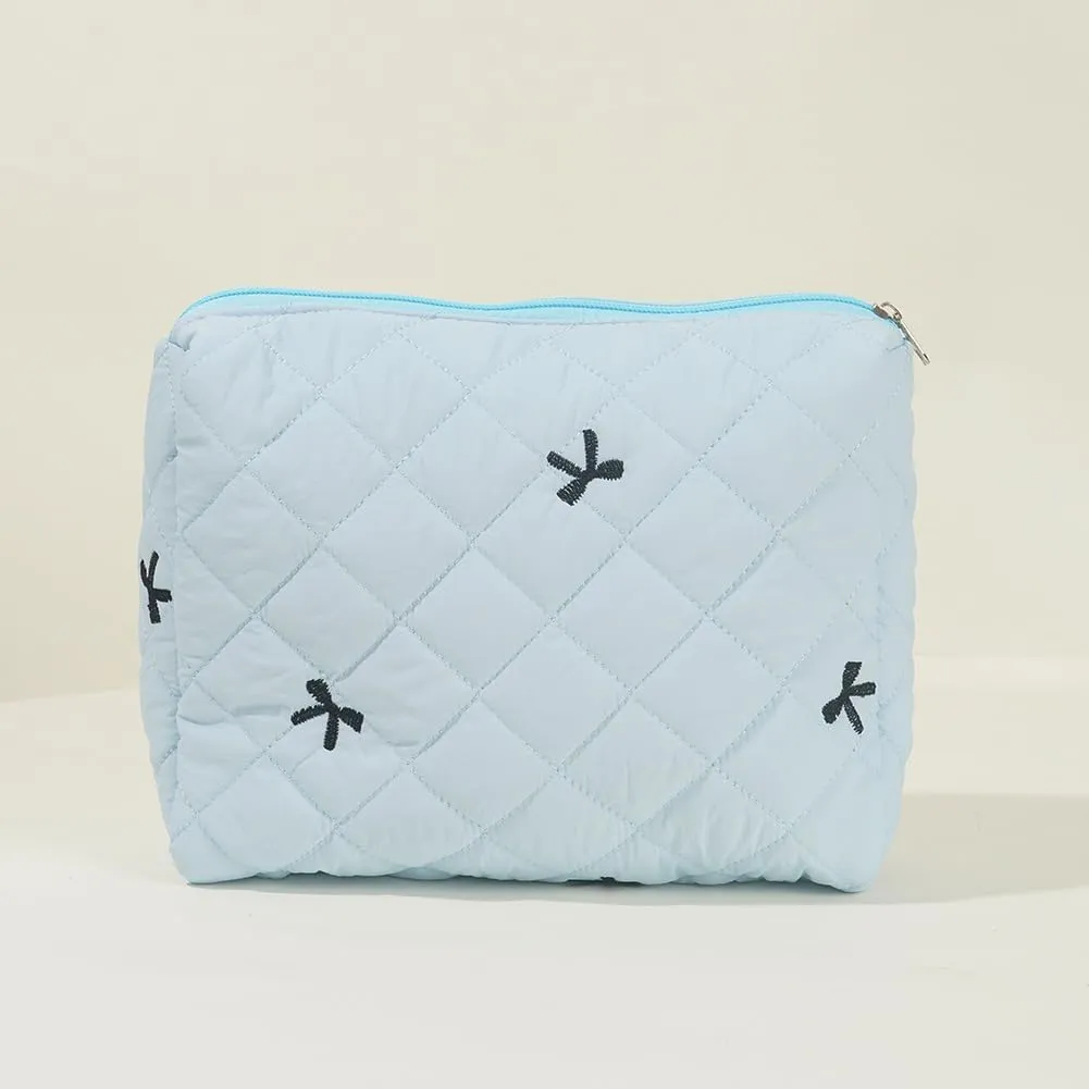 JQWSVE Coquette Bow Makeup Bag Jolly House Floral Makeup Bag Set Y2k Quilted Aesthetic Cosmetic Bag Cute Travel Toiletry Bag