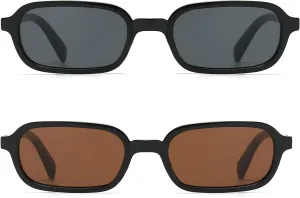 JUDOO Retro Rectangle Sunglasses for Women Men Narrow Vintage 90s Square Sunnies Rectangular Sunglasses Slim Cute Glasses