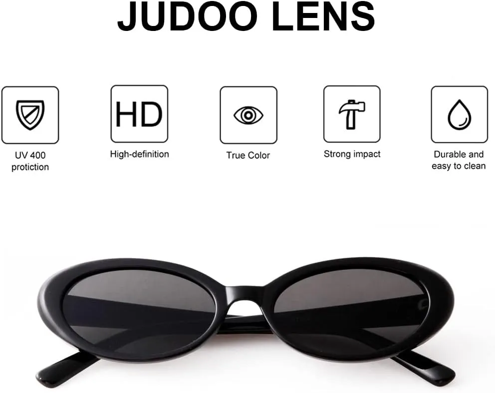 JUDOO Tiny Small 90s Sunglasses for Women Men Retro Oval Tinted Glasses