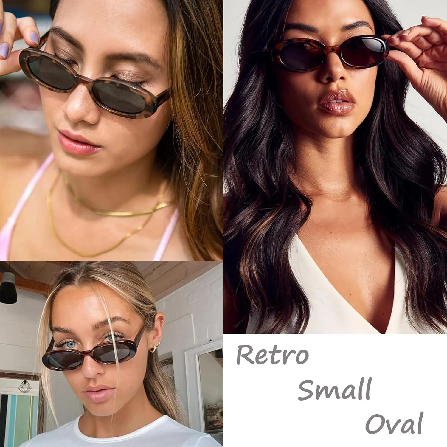 JUDOO Tiny Small 90s Sunglasses for Women Men Retro Oval Tinted Glasses