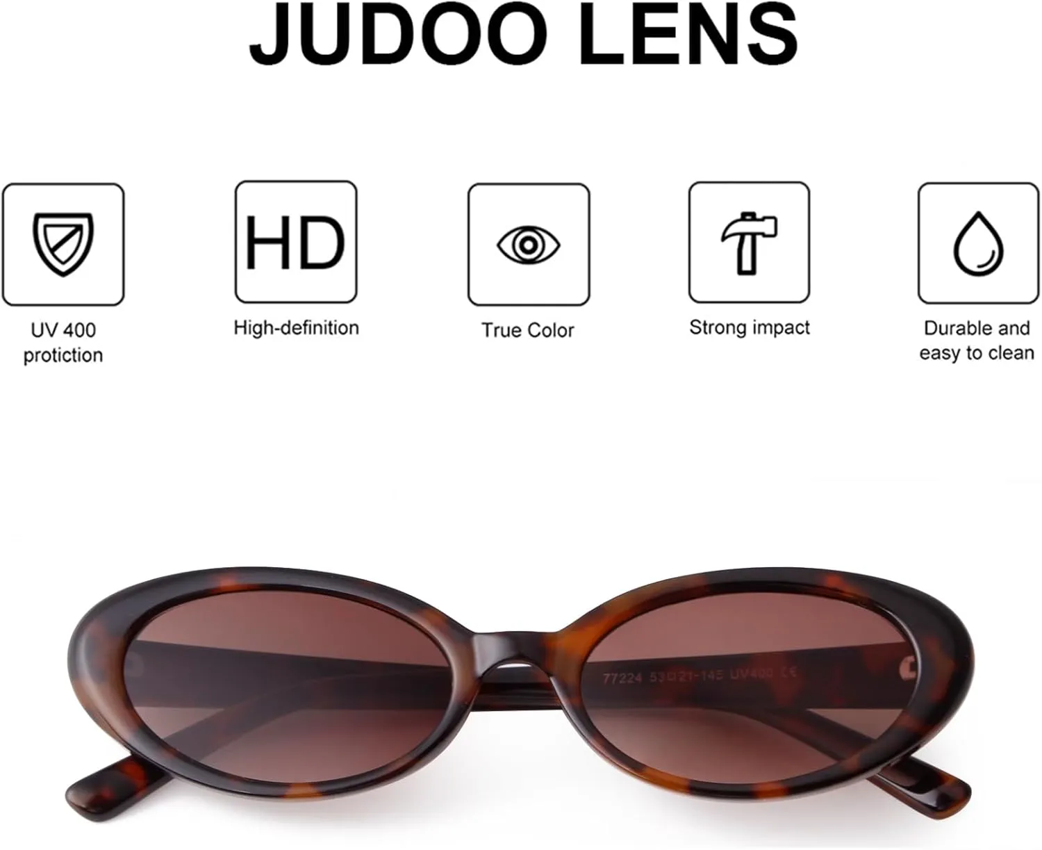 JUDOO Tiny Small 90s Sunglasses for Women Men Retro Oval Tinted Glasses