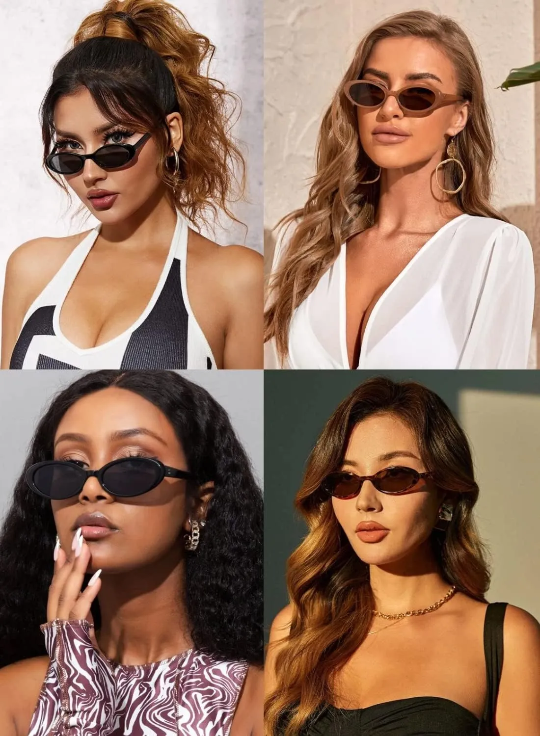 JUDOO Tiny Small 90s Sunglasses for Women Men Retro Oval Tinted Glasses