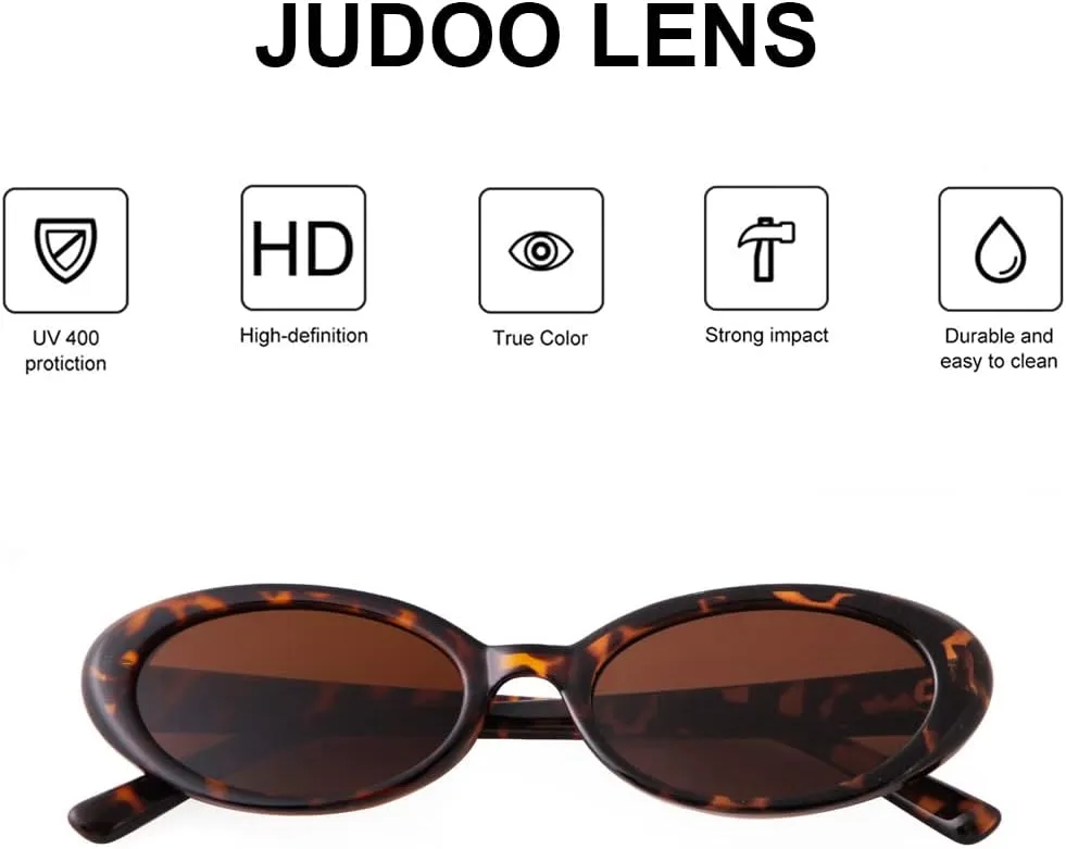 JUDOO Tiny Small 90s Sunglasses for Women Men Retro Oval Tinted Glasses
