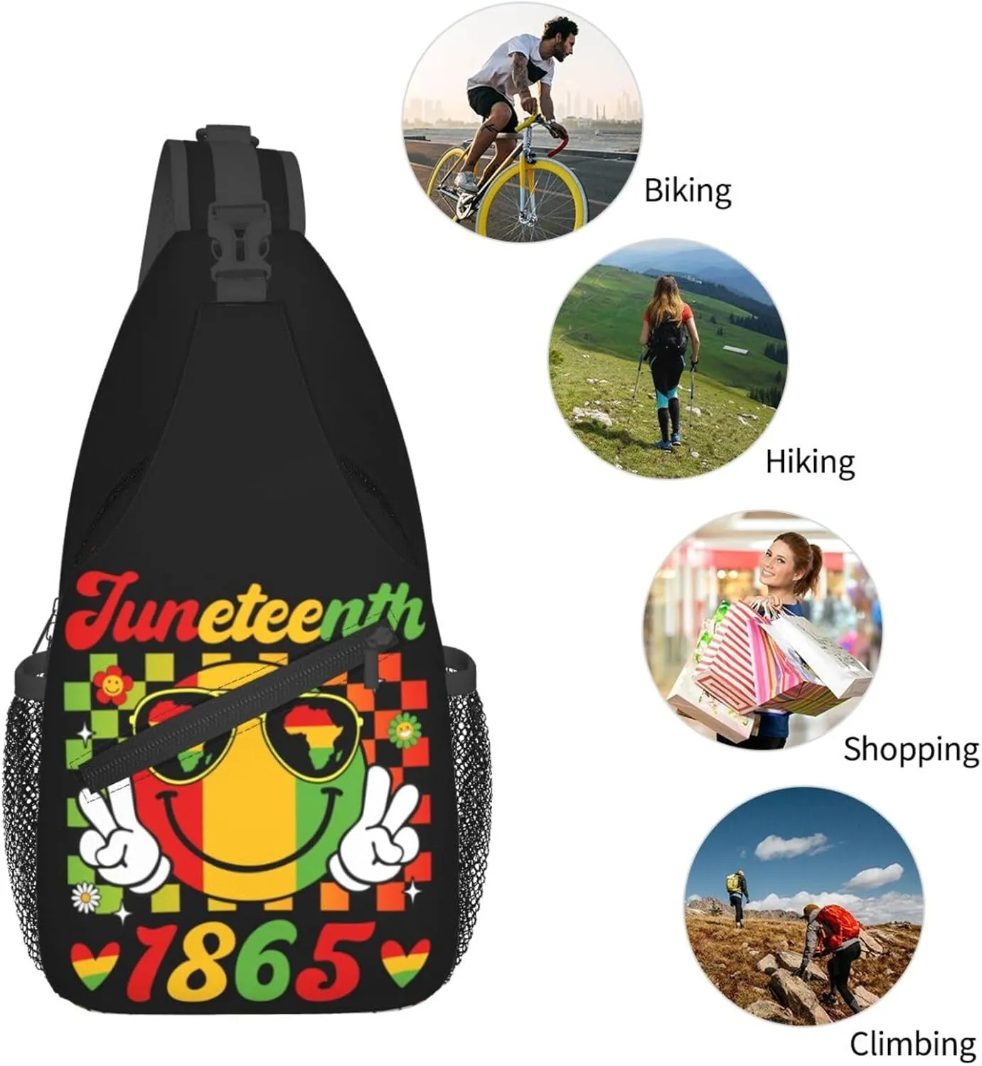 Juneteenth 1865 Lip Crossbody Bag Adjustable Sling Bag Casual Chest Bags Travel Shoulder Backpack