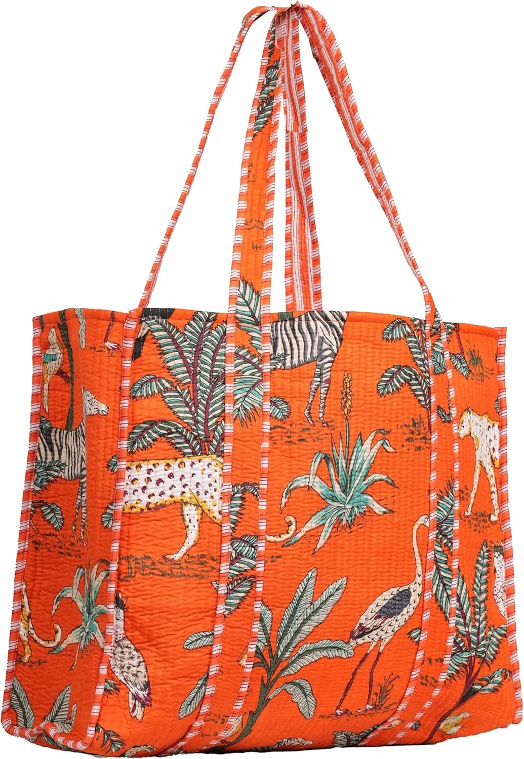 Jungle Print Tote Bag Indian Handmade Cotton Shopping Unisex Tote Bag Handmade Block Printed Shoulder Market Daily Use Bag