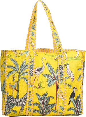 Jungle Print Tote Bag Indian Handmade Cotton Shopping Unisex Tote Bag Handmade Block Printed Shoulder Market Daily Use Bag