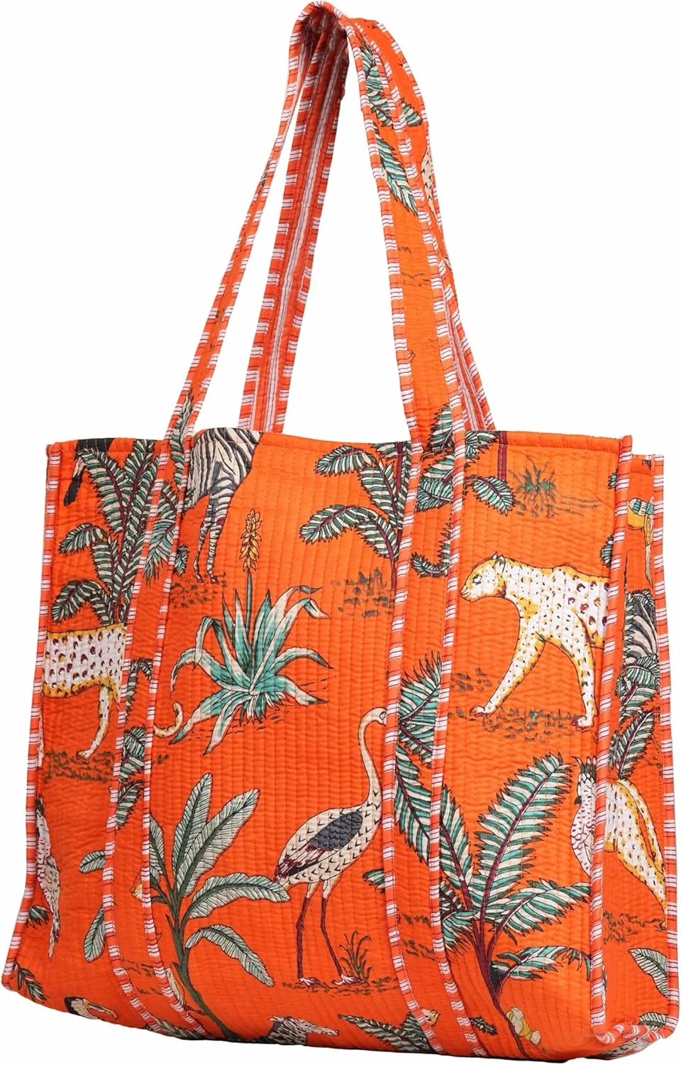 Jungle Print Tote Bag Indian Handmade Cotton Shopping Unisex Tote Bag Handmade Block Printed Shoulder Market Daily Use Bag