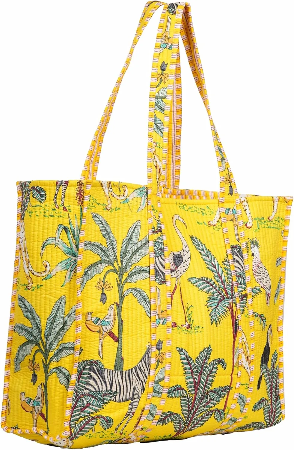 Jungle Print Tote Bag Indian Handmade Cotton Shopping Unisex Tote Bag Handmade Block Printed Shoulder Market Daily Use Bag
