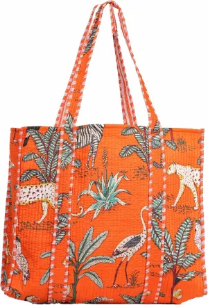 Jungle Print Tote Bag Indian Handmade Cotton Shopping Unisex Tote Bag Handmade Block Printed Shoulder Market Daily Use Bag