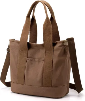 Juoxeepy Canvas Tote Bag Mini Handbag Tote Purse with Zipper Women Canvas Crossbody Bag Purse Top Handle Satchel Handbags for Office, School, Travel