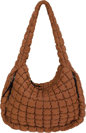 Juoxeepy Quilted Tote Bag Large Carryall Puffer Shoulder Bag Lightweight Padding Hobo Bag